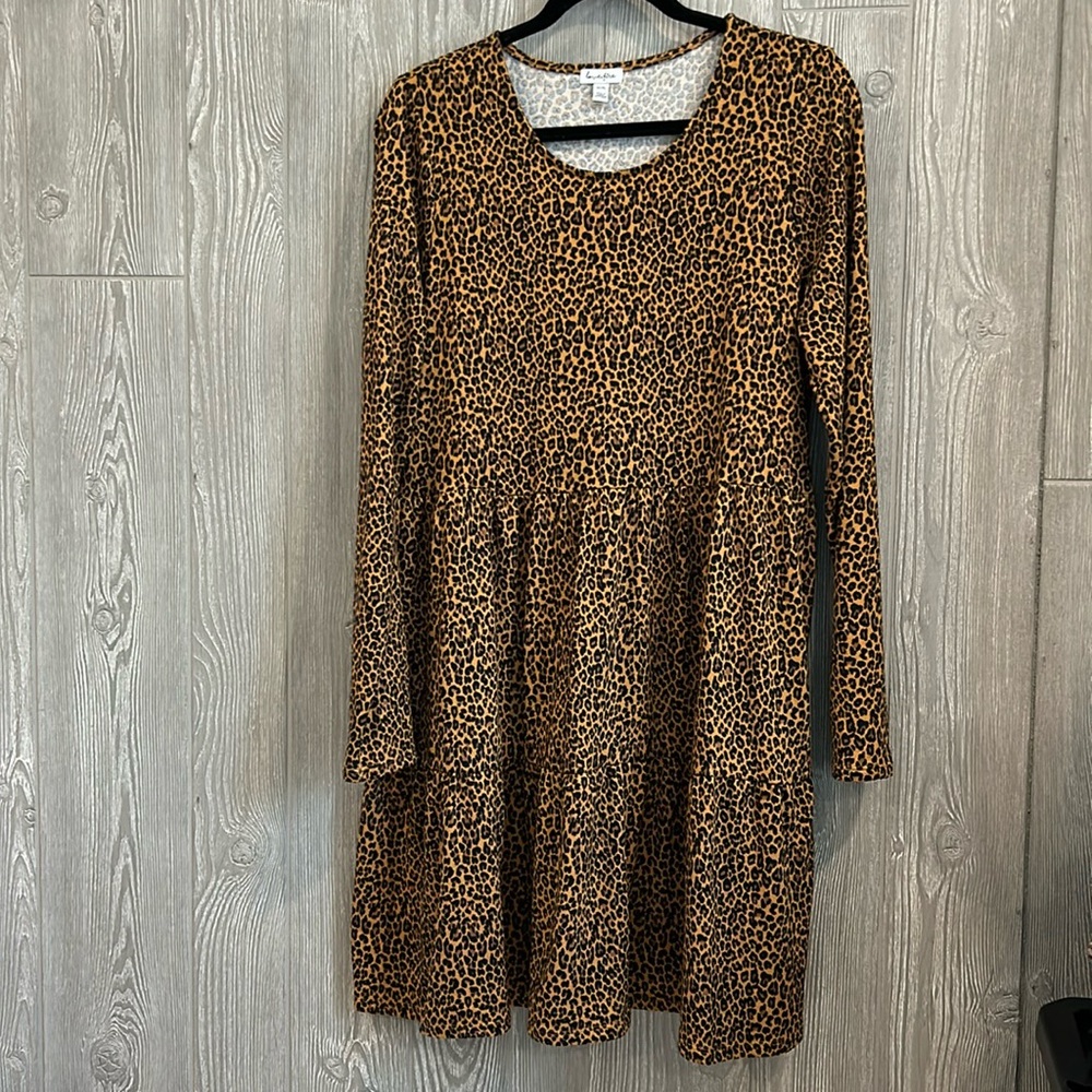“Love, Fire” dress, NWOT, never worn, super cute!!  Leopard print soft fabric